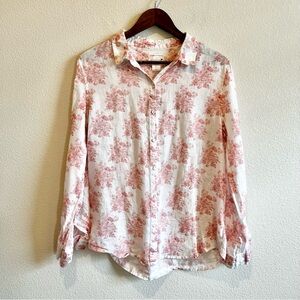 Shabby Chic Pink Floral Button Down Shirt
